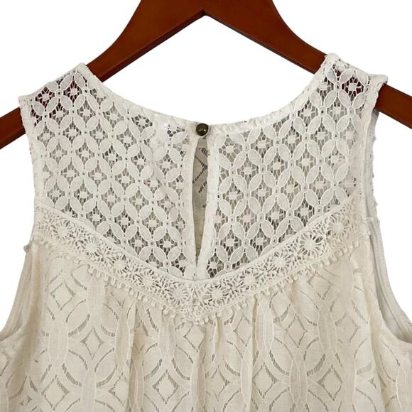 Xhilaration Ivory/Cream/Neutral Lace, Embroidered Sleeveless Mini Dress, XS - Picture 4 of 10